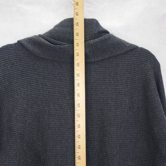 Threads by Saks Fifth Ave Cardigan Women Small Italian Merino Wool Grey Rib Knit - Picture 11 of 11